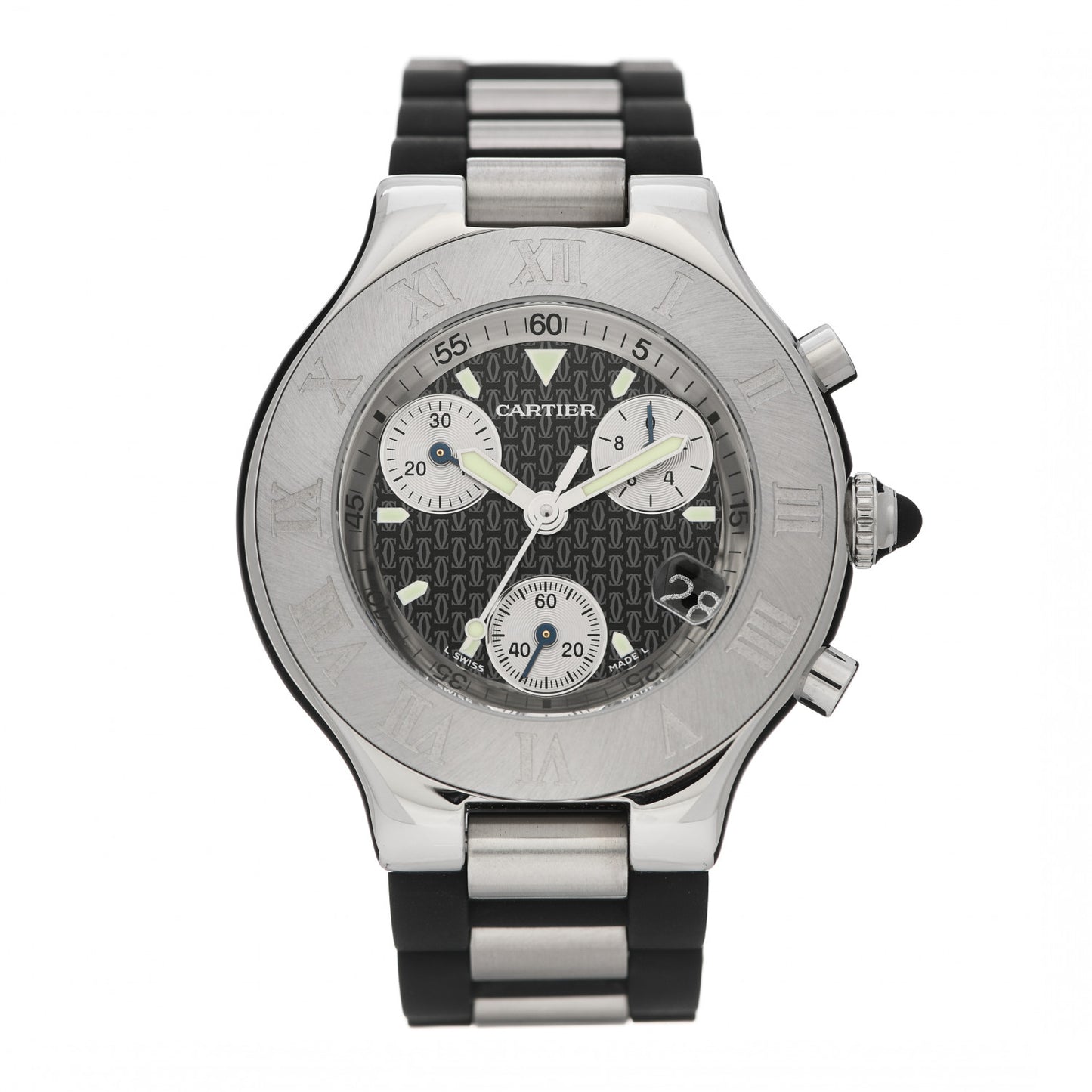 Stainless Steel Rubber 38mm Must 21 Chronoscaph Quartz Watch Black