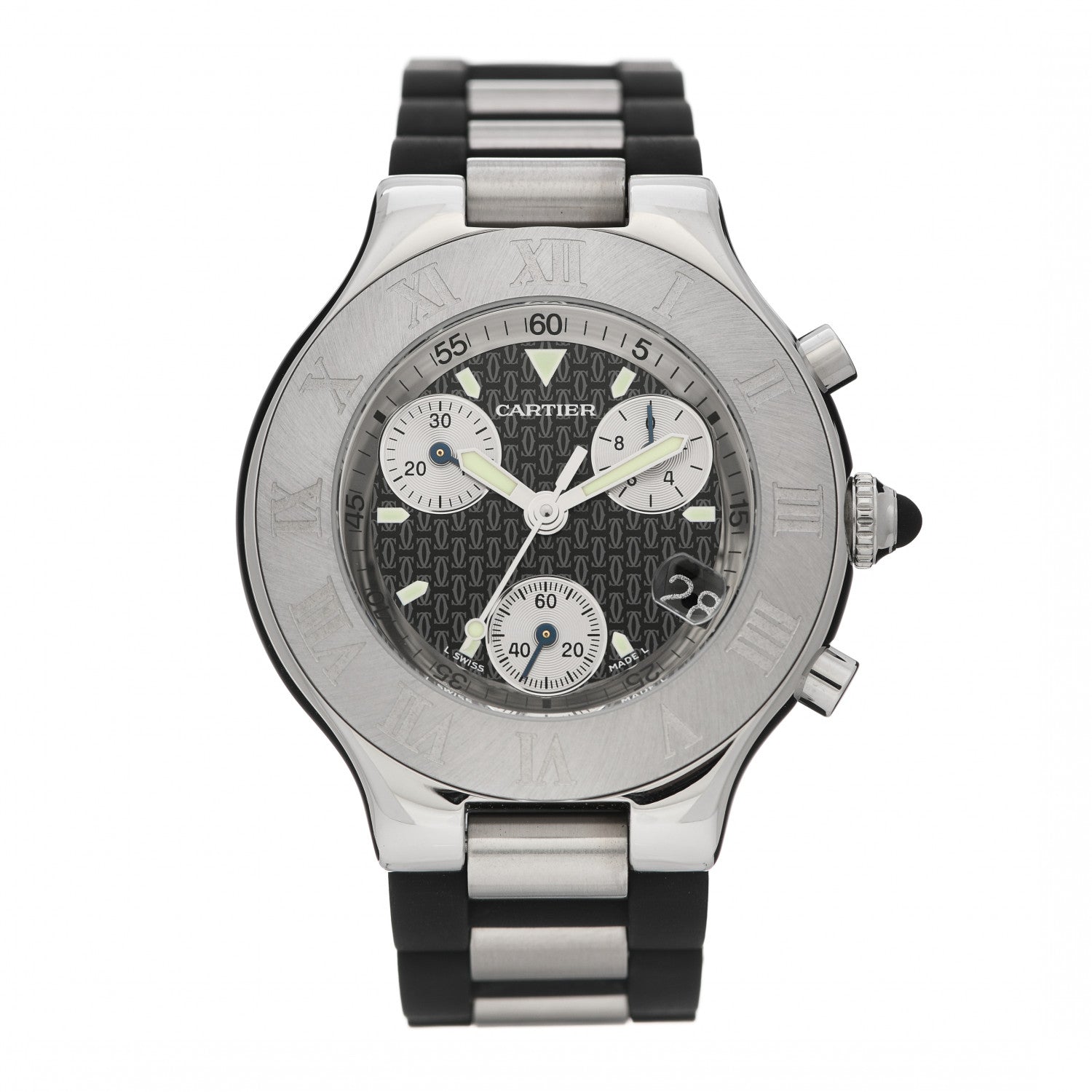 Cartier Stainless Steel Rubber 38mm Must 21 Chronoscaph Quartz Watch Black 1 of 4
