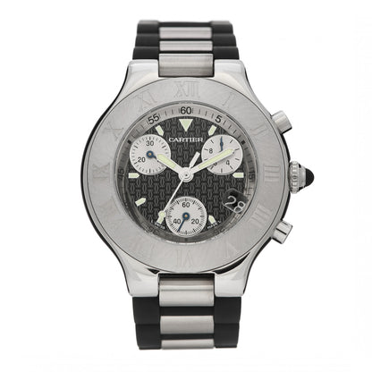 Cartier Stainless Steel Rubber 38mm Must 21 Chronoscaph Quartz Watch Black 1 of 4