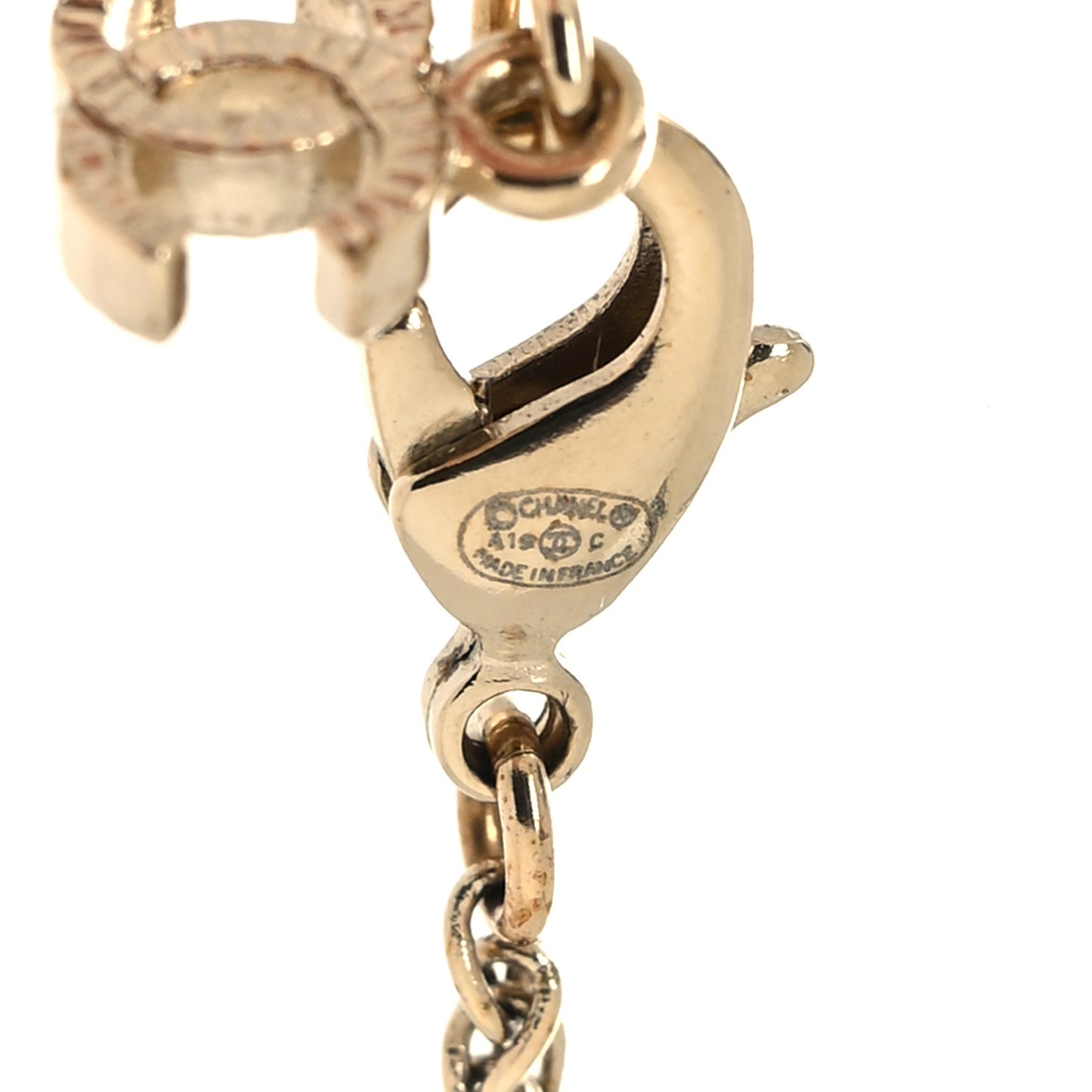 Pearl CC Pendant Necklace Light Gold