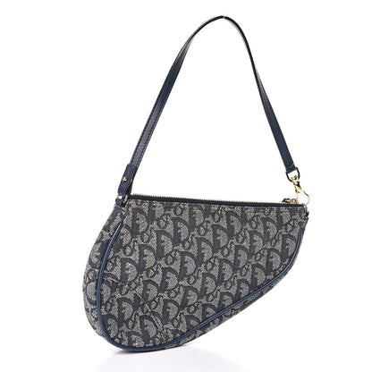 Christian Dior Monogram Mini Saddle Pochette Navy 1 of 13