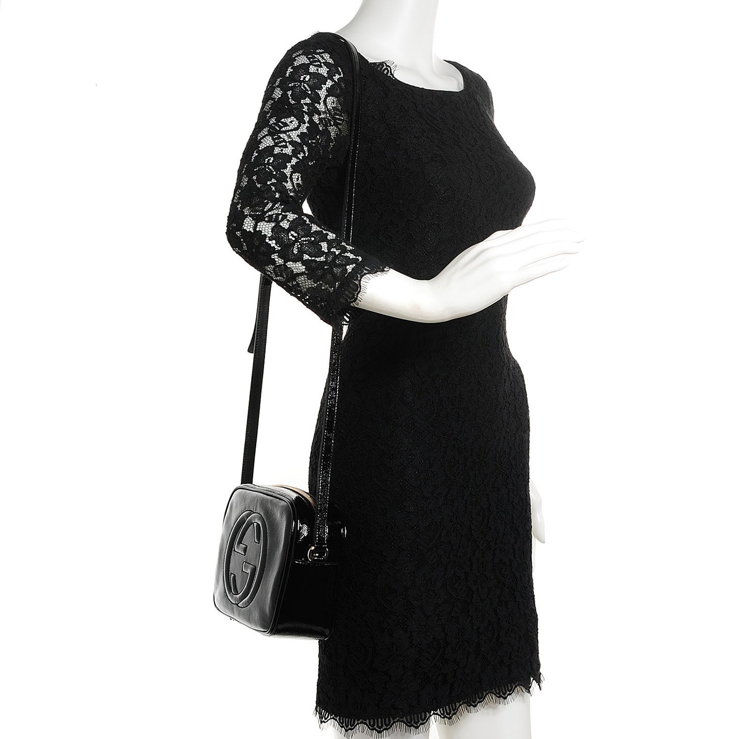 Soft Patent Small Soho Disco Bag Black