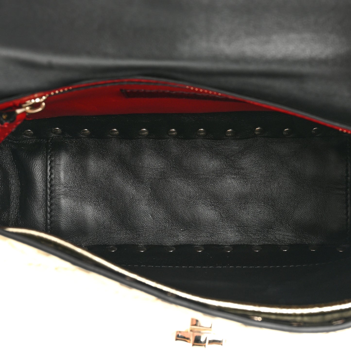 Metallic Wrinkled Lambskin Medium Rockstud Spike Shoulder Bag Mekong