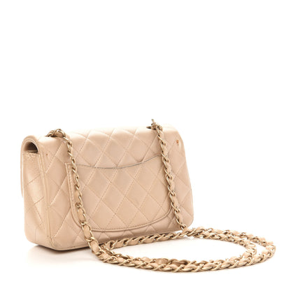 Chanel Metallic Lambskin Quilted Mini Rectangular Flap Beige 3 of 14
