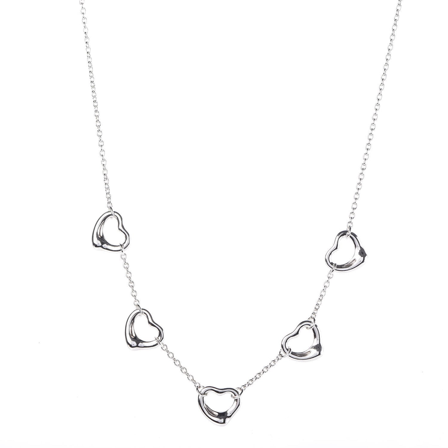 Sterling Silver Elsa Peretti 5 Open Hearts Necklace