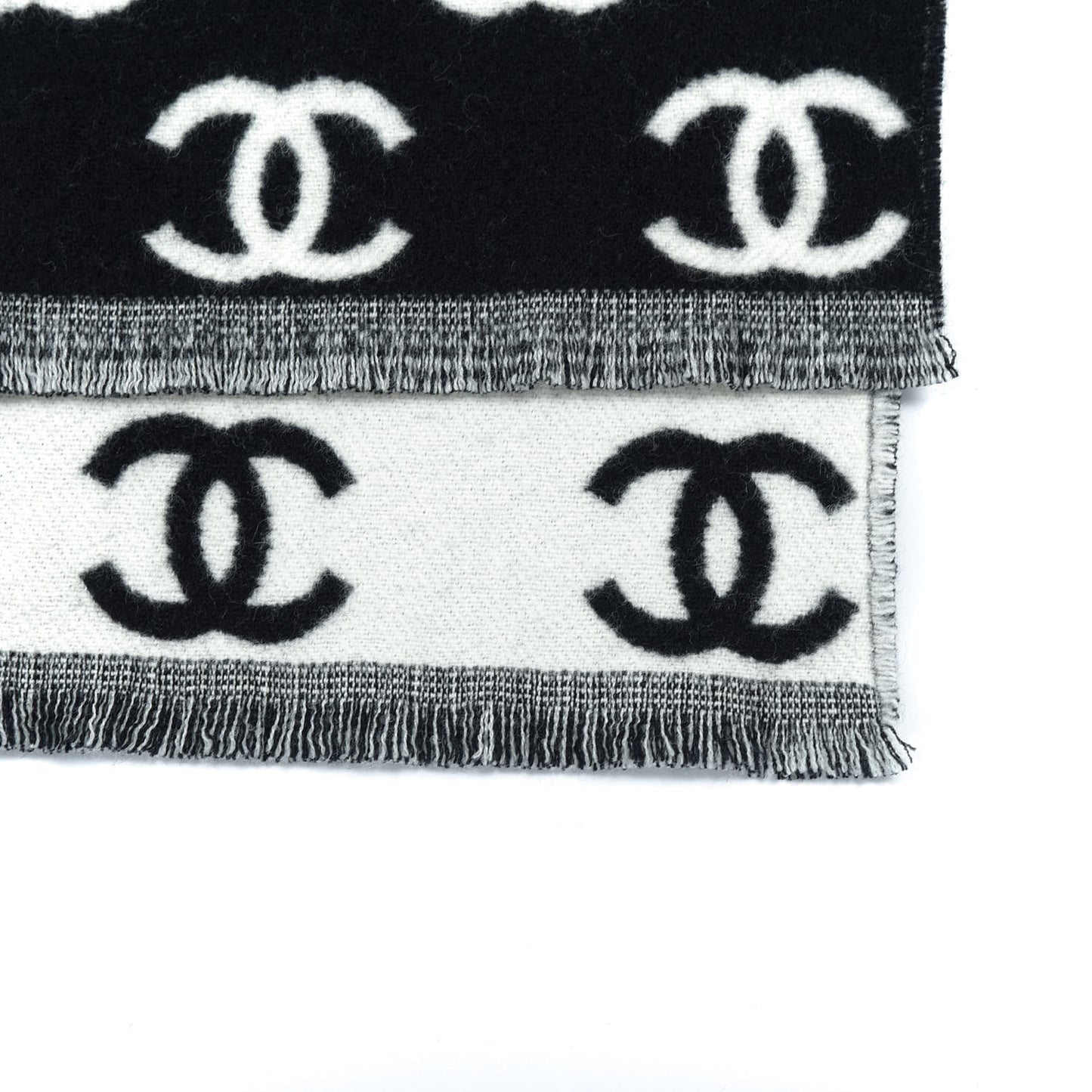 Wool Cashmere CC Scarf Black White