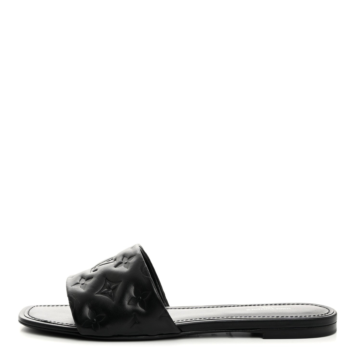 Louis Vuitton Lambskin Embossed Monogram Revival Flat Mules 41 Black 1 of 8