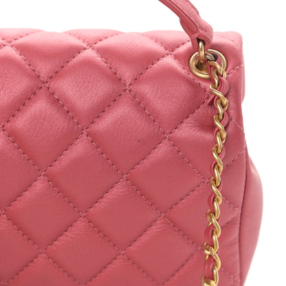 Chanel Calfskin Quilted Top Handle Flap Dark Pink 12 of 12