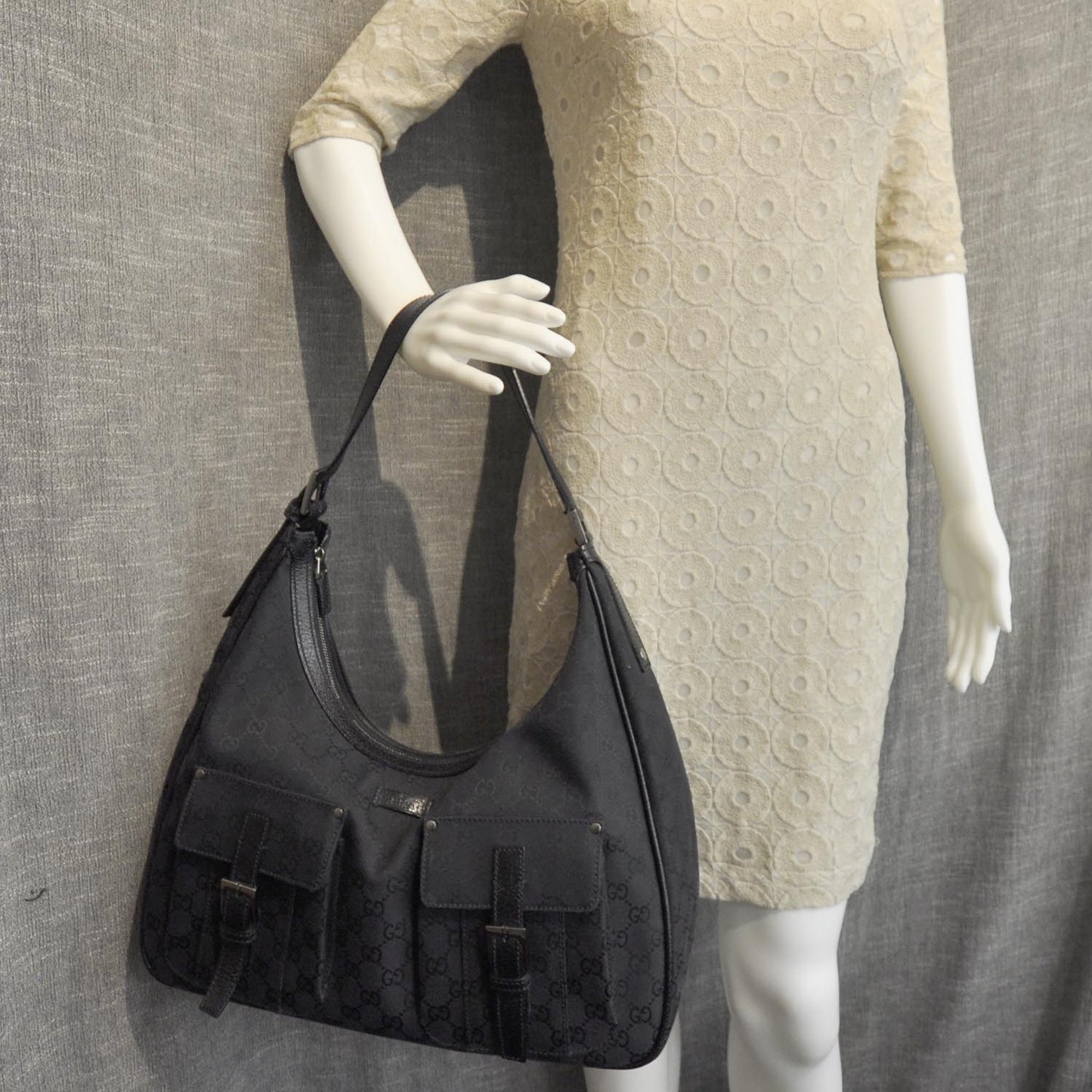 Monogram Large Pocket Hobo Black