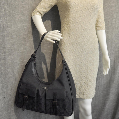 Gucci Monogram Large Pocket Hobo Black 3 of 9