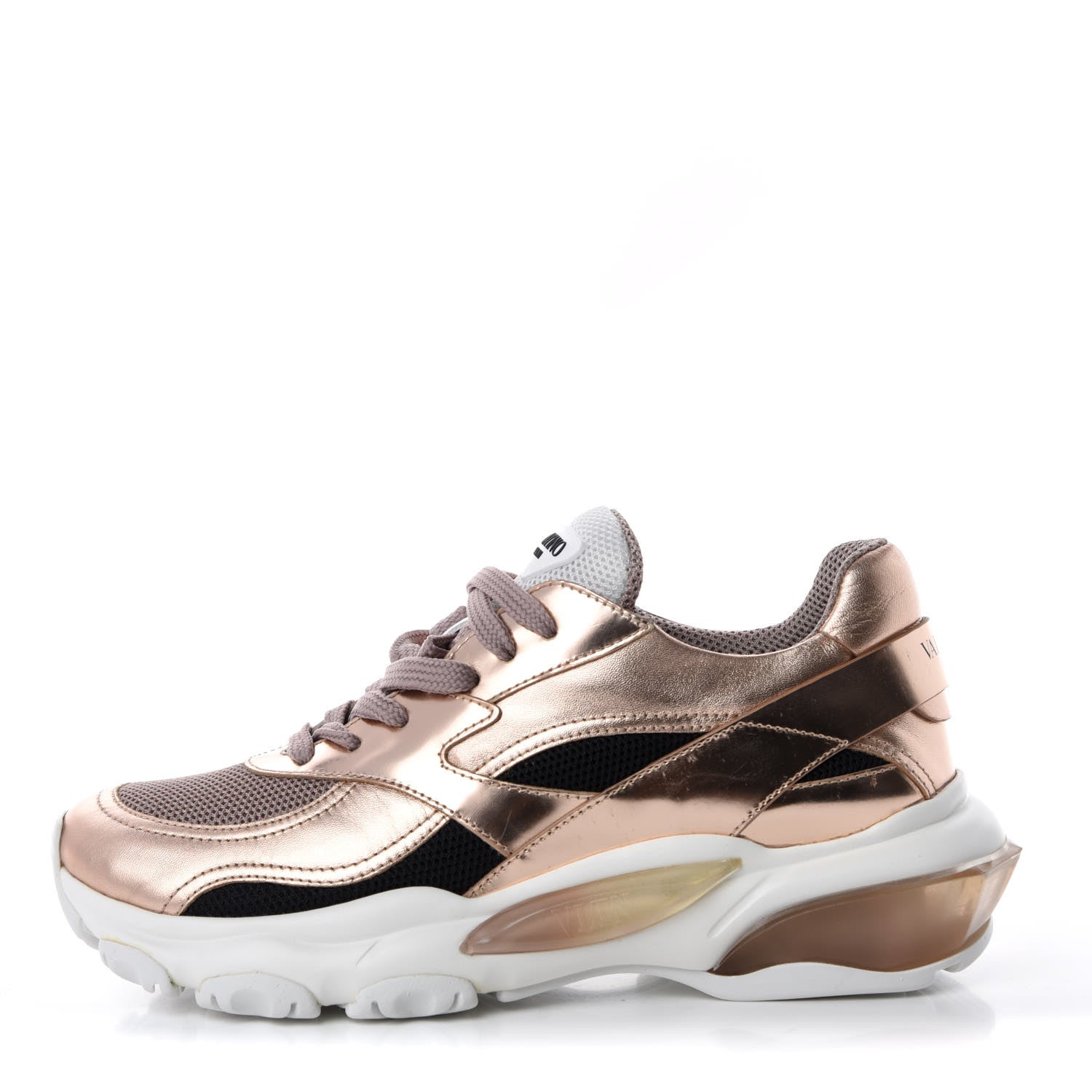 Valentino Garavani Metallic Nappa Patent Bounce Sneakers 36.5 Rose Gold 1 of 8