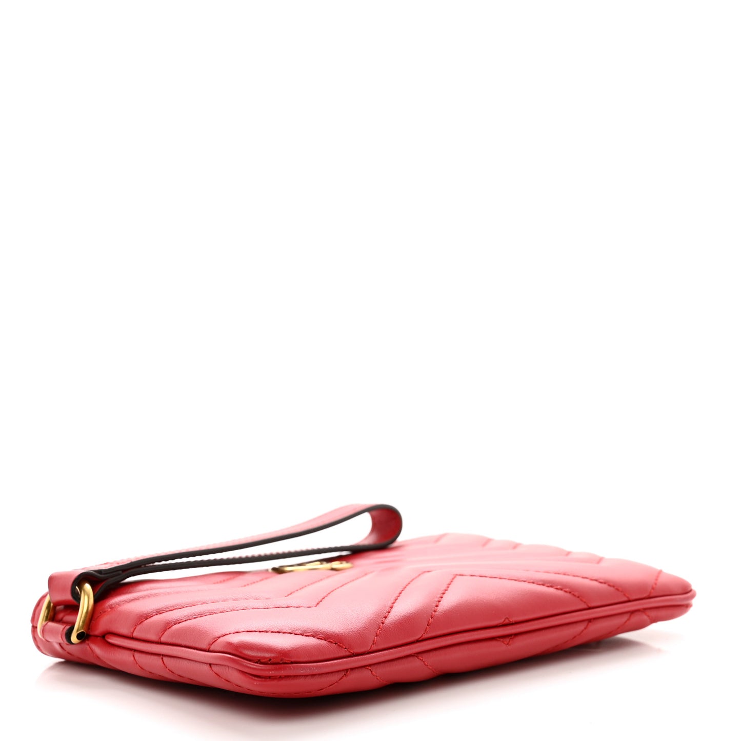 Calfskin Matelasse GG Marmont Wrist Wallet Hibiscus Red