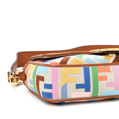 Fendi Kuban Canvas Vitello King FF Embroidered Baguette Grezzo Multicolor 7 of 9