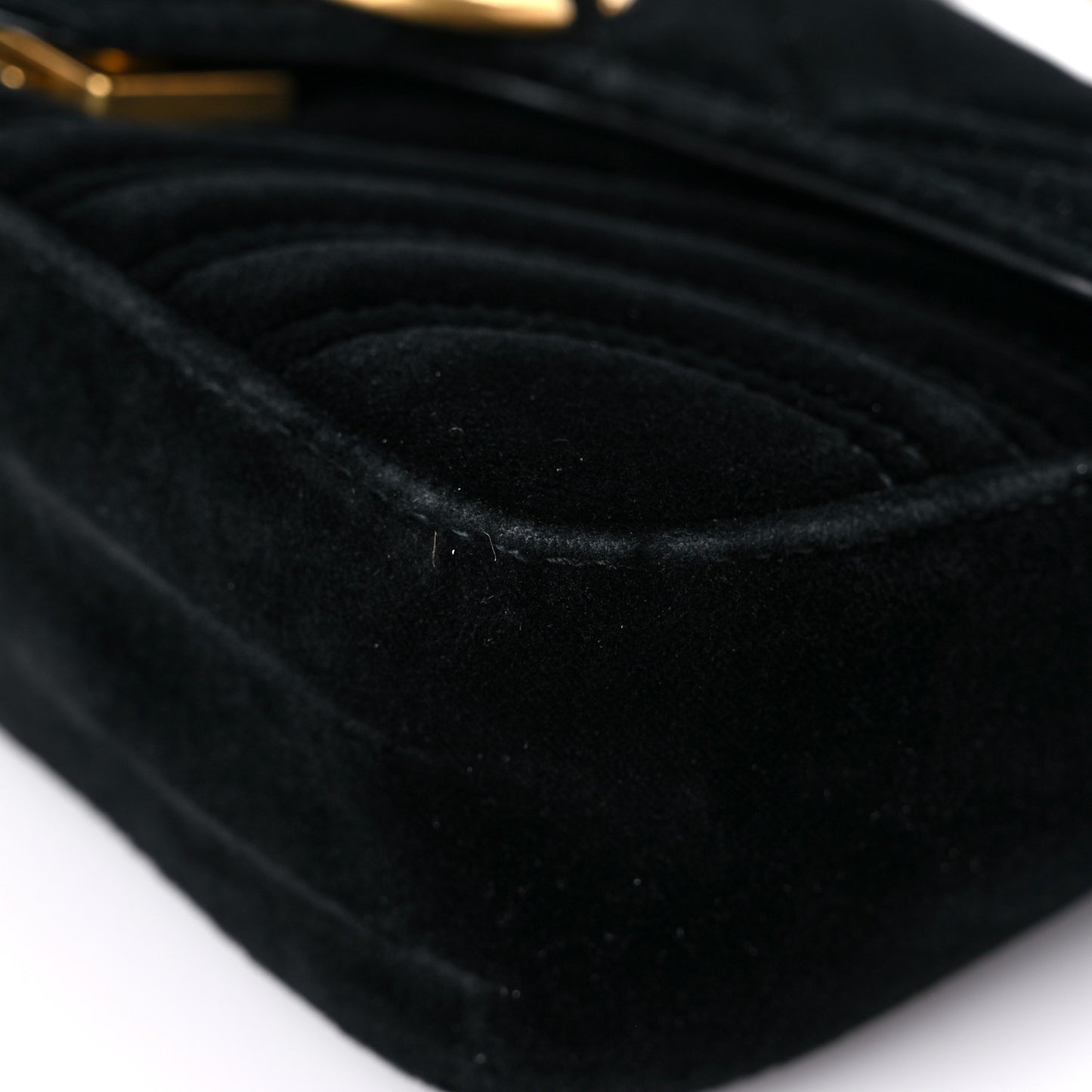 Velvet Matelasse Mini GG Marmont Shoulder Bag Black