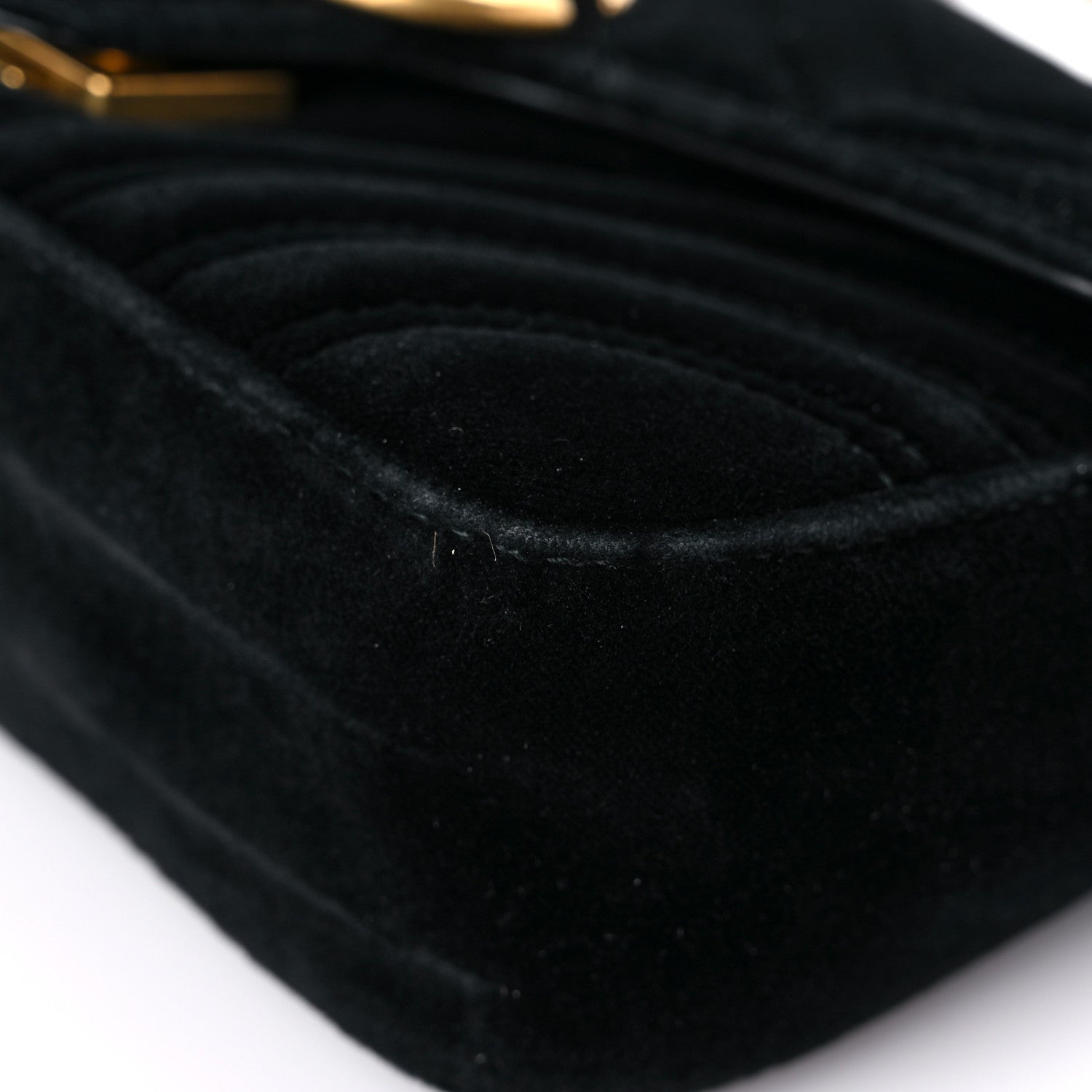 Gucci Velvet Matelasse Mini GG Marmont Shoulder Bag Black 9 of 11