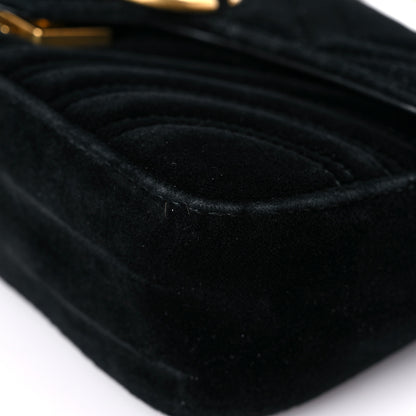 Gucci Velvet Matelasse Mini GG Marmont Shoulder Bag Black 9 of 11