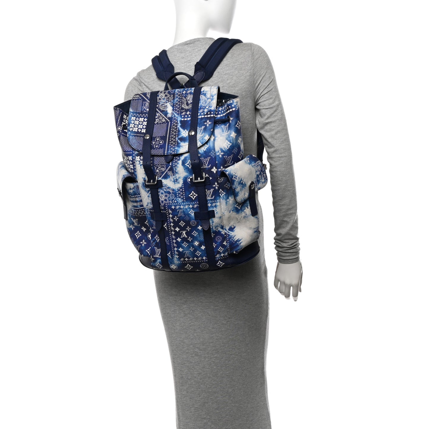 Cowhide Monogram Bandana Christopher MM Backpack Blue