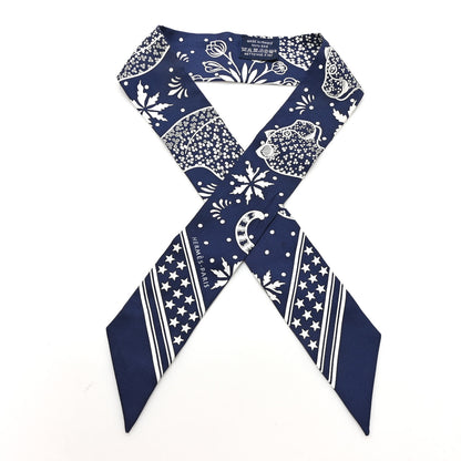 Hermes Silk Les Leopards Twilly Marine White 1 of 4