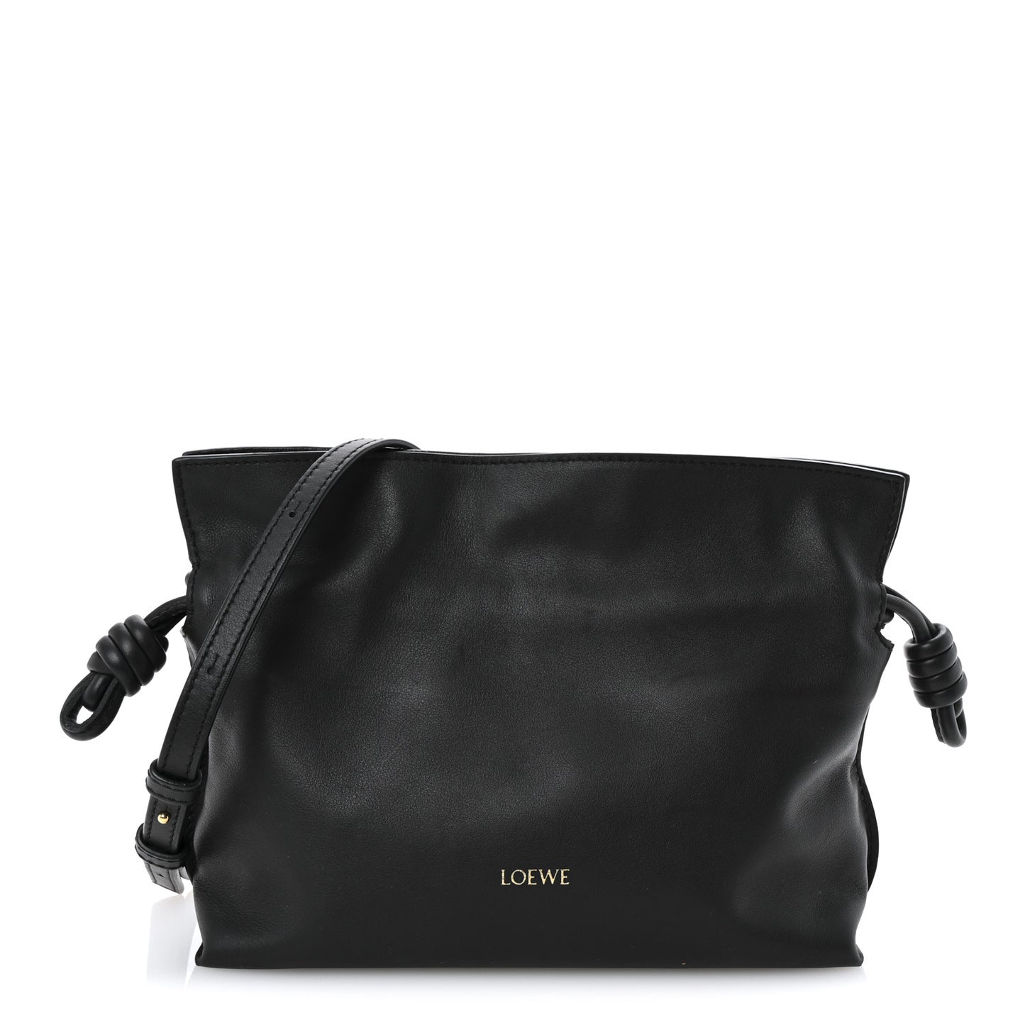 Calfskin Mini Flamenco Knot Clutch Black