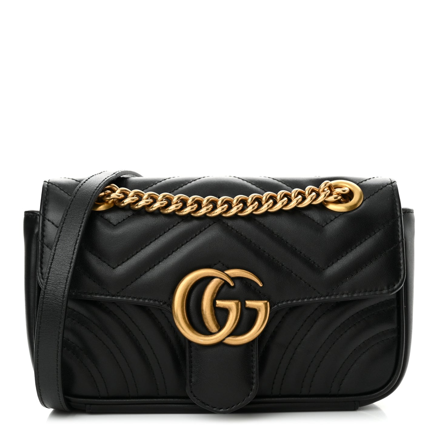 Calfskin Matelasse Mini GG Marmont Shoulder Bag Black