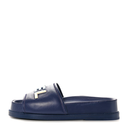 Chanel Lambskin Cha-Nel Mule Sandals 38 Navy Multicolor 1 of 10