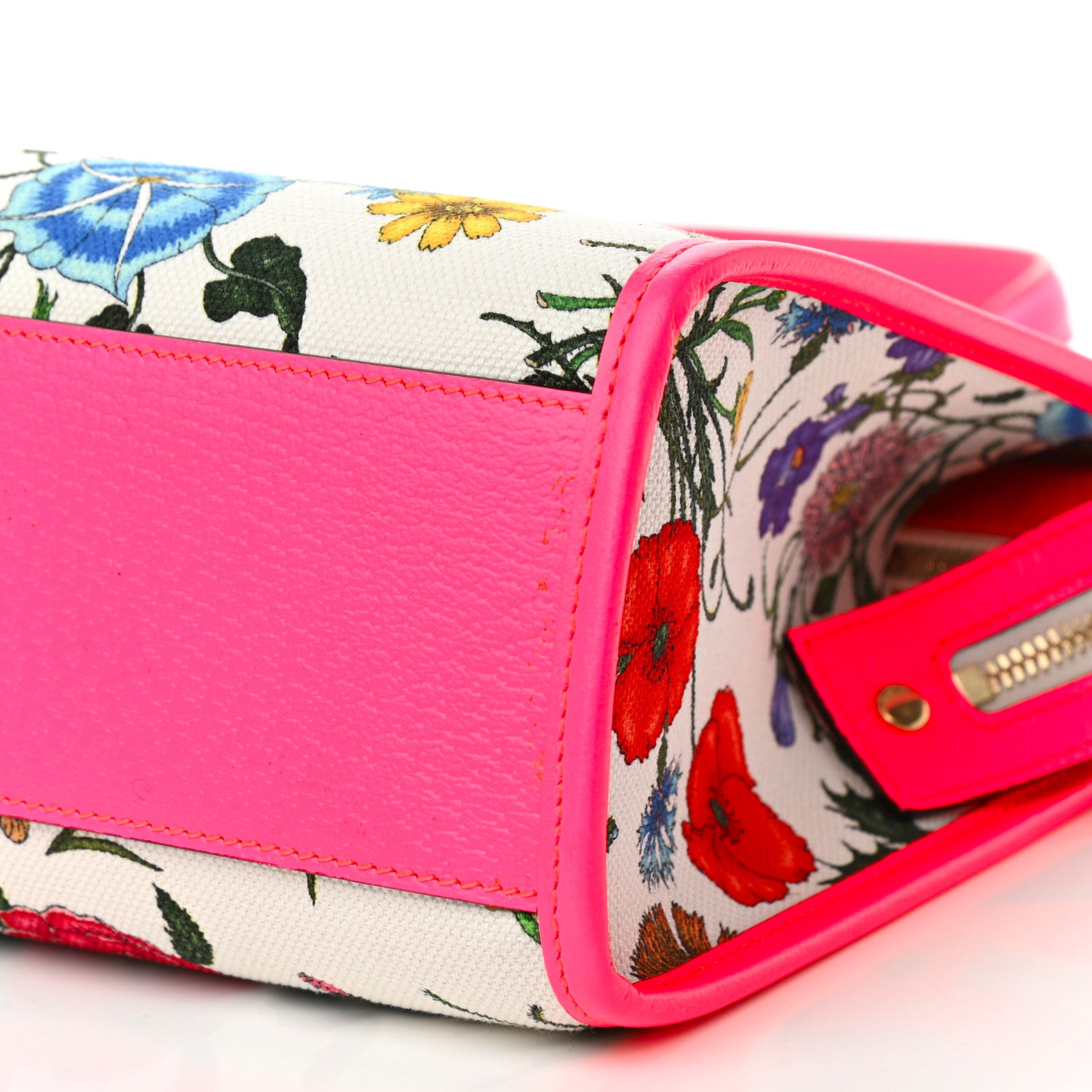 Gucci Canvas Medium Flora Tote Fuchsia 10 of 10