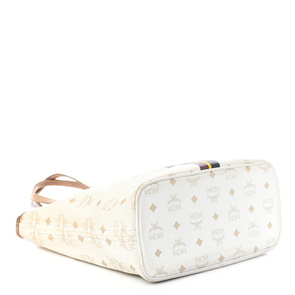 MCM Visetos Striped Shopper Tote White 4 of 8