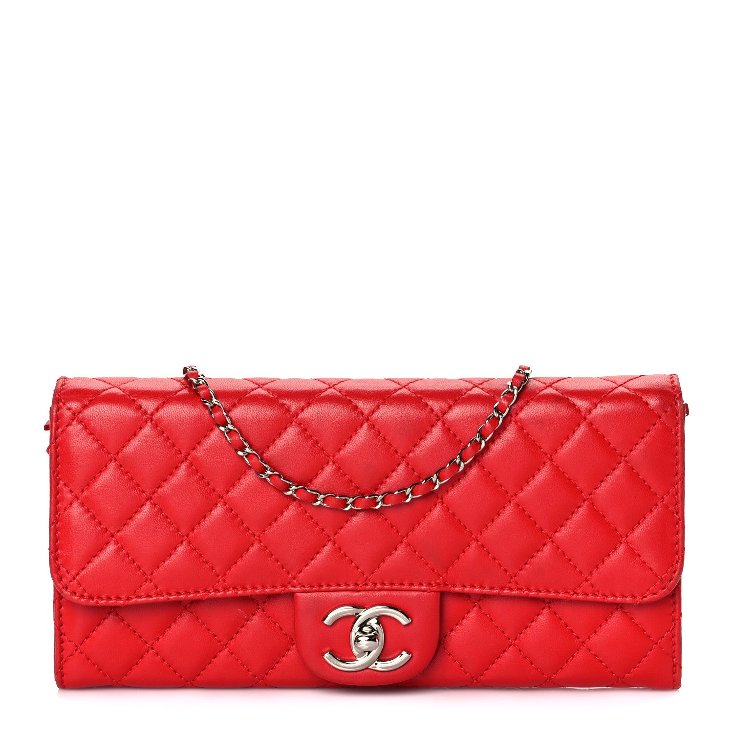 Chanel Lambskin Quilted Chain Clutch Flap Red 1 of 10