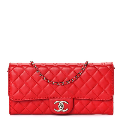 Chanel Lambskin Quilted Chain Clutch Flap Red 1 of 10