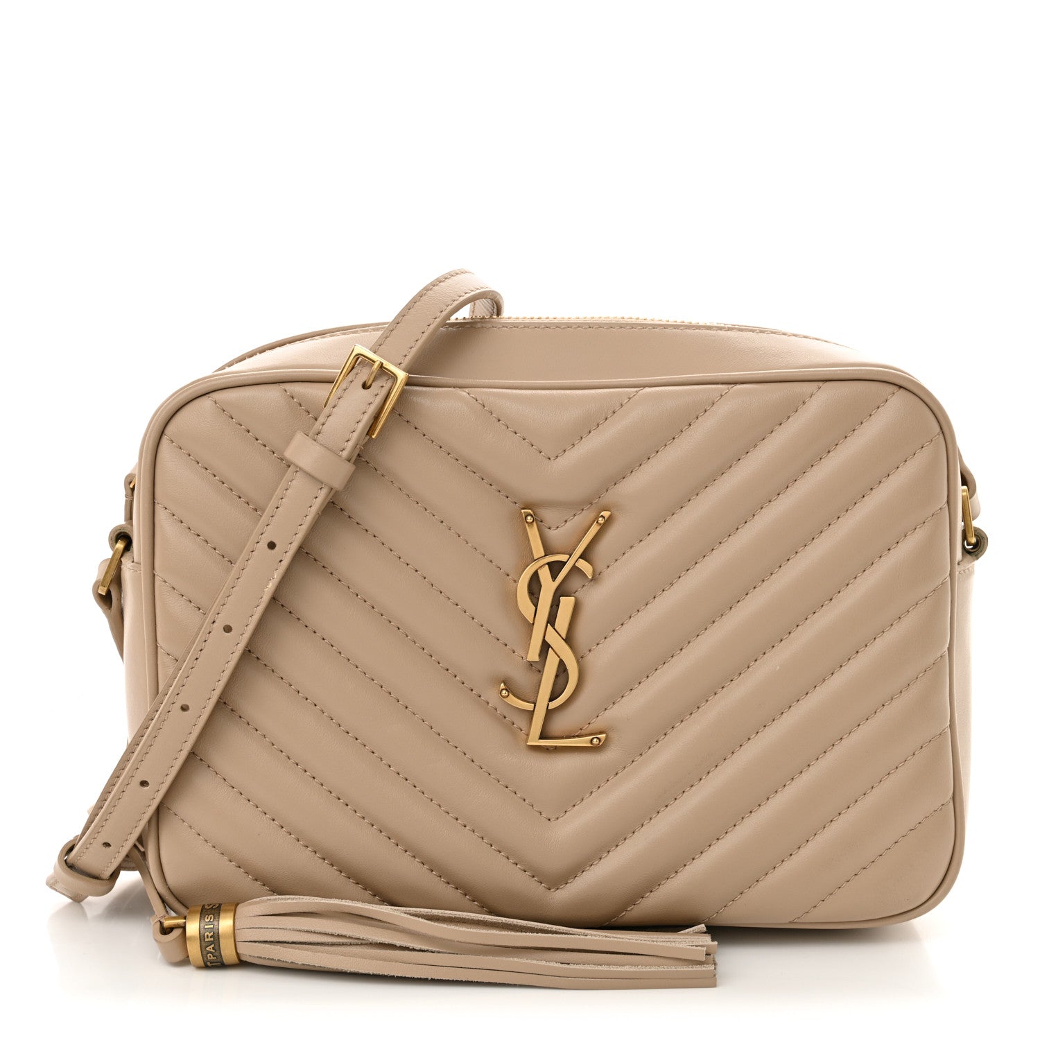 Saint Laurent Calfskin Matelasse Monogram Lou Camera Bag Dark Beige 1 of 12