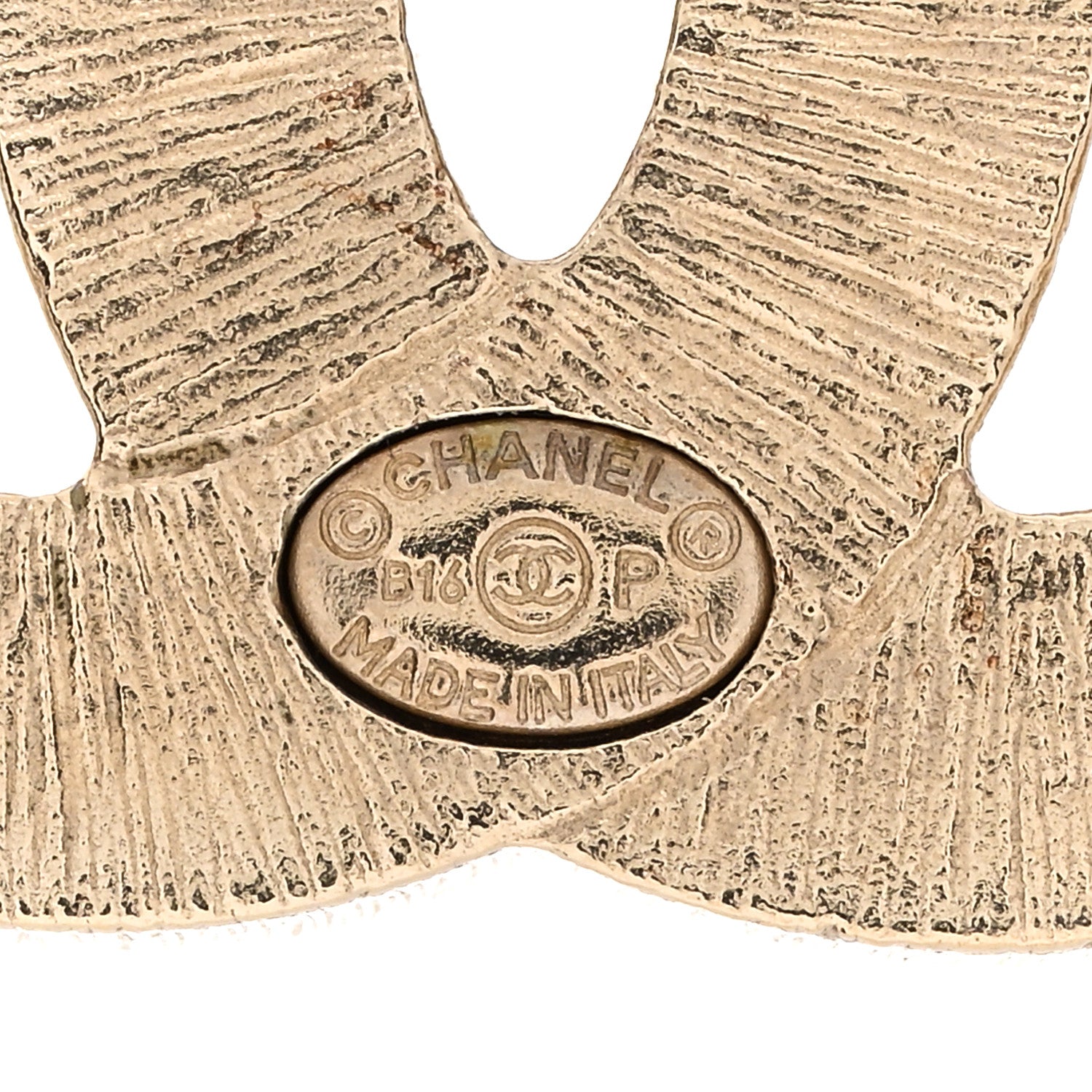Chanel Metal Quilted CC Earrings Gold White 4 of 4