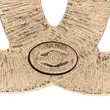 Chanel Metal Quilted CC Earrings Gold White 4 of 4