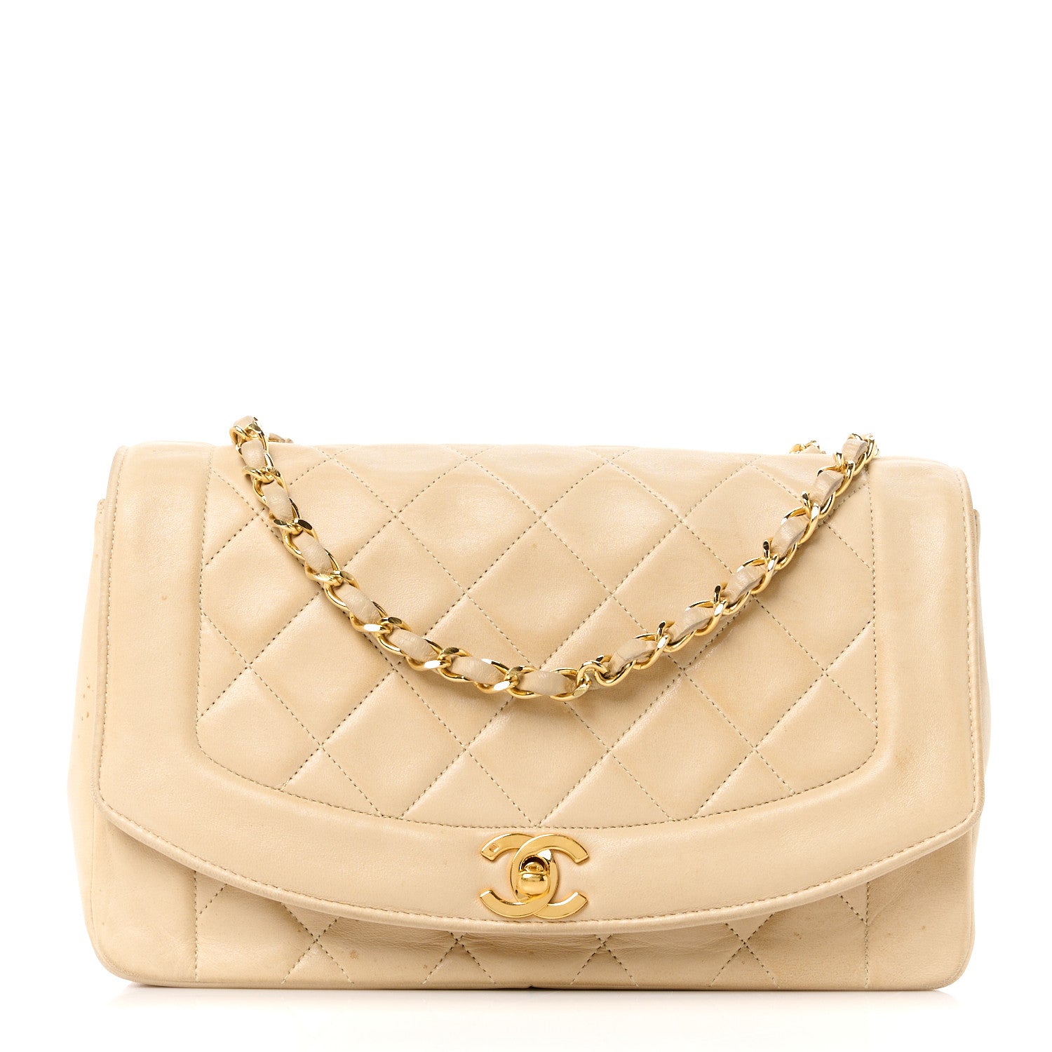 Chanel Lambskin Quilted Medium Single Flap Beige 1 of 15