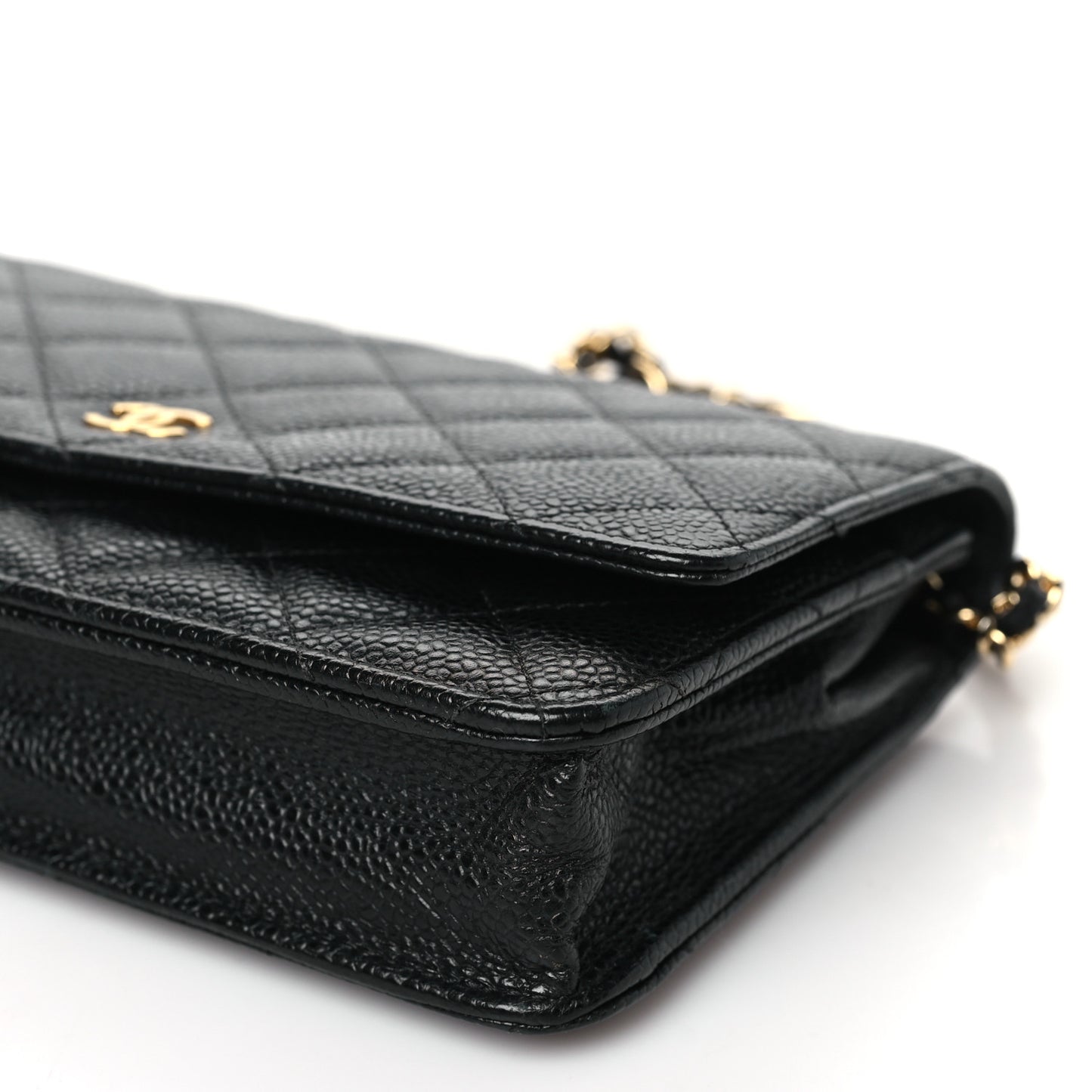 Caviar Quilted Wallet on Chain WOC Black