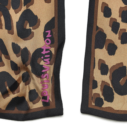 Louis Vuitton Silk Leopard Bandeau Scarf Marron 4 of 4
