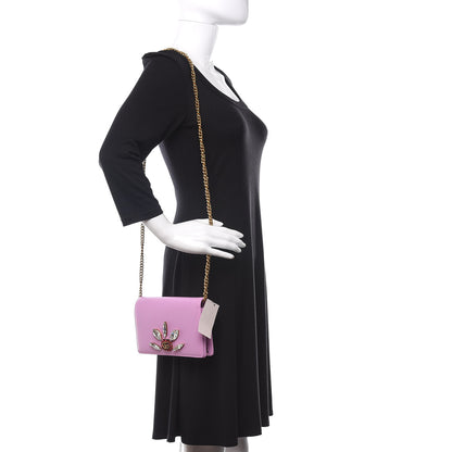 Gucci Calfskin Marquise Crystals Mini GG Chain Wallet Malva 2 of 11