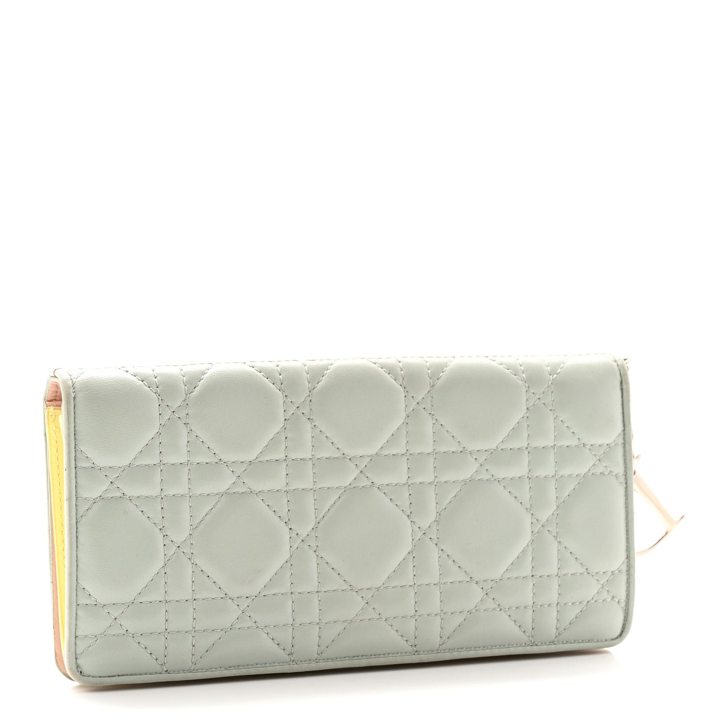 Lambskin Cannage Lady Dior Wallet Organizer Blue Pink Yellow