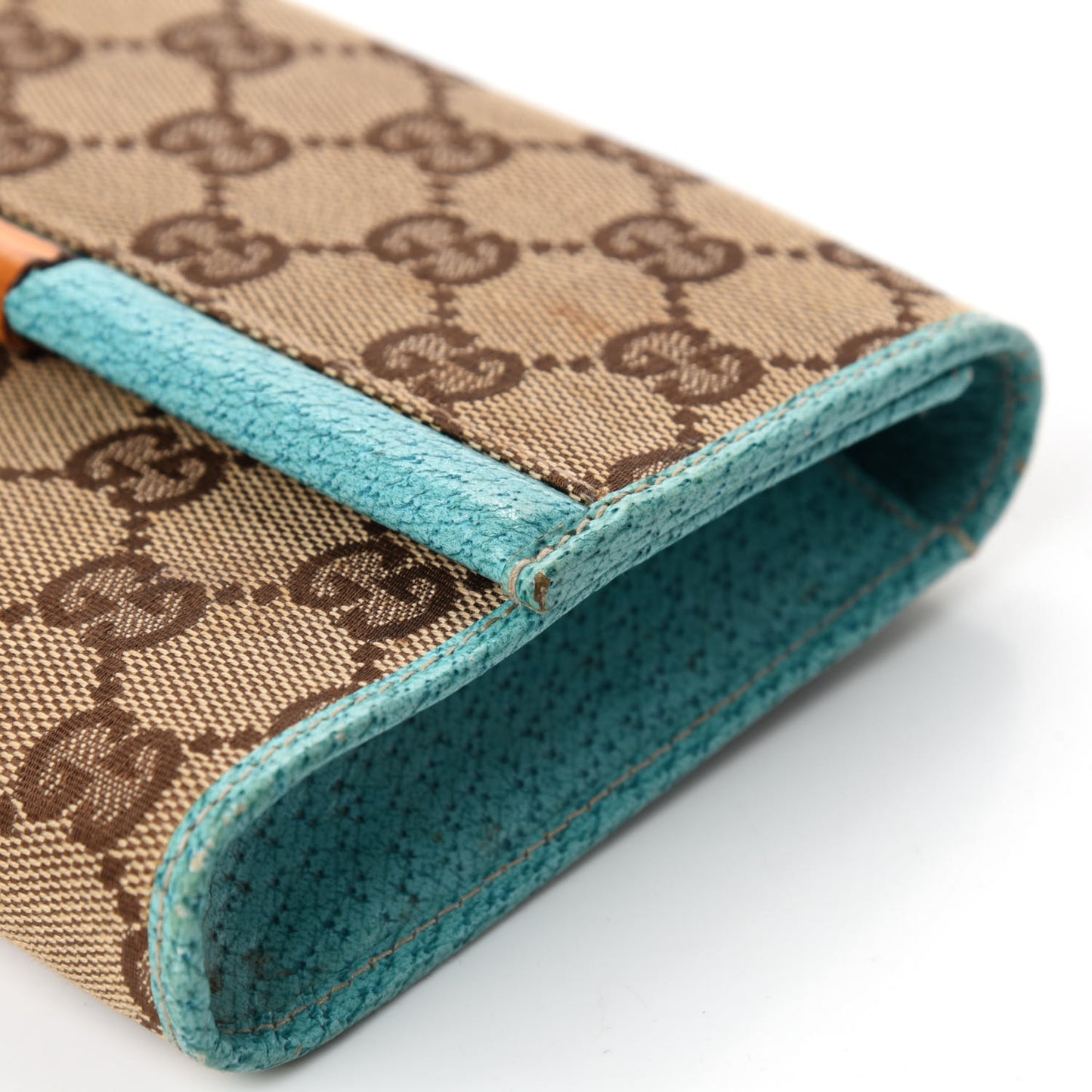 Monogram Bamboo Bar Clutch Turquoise