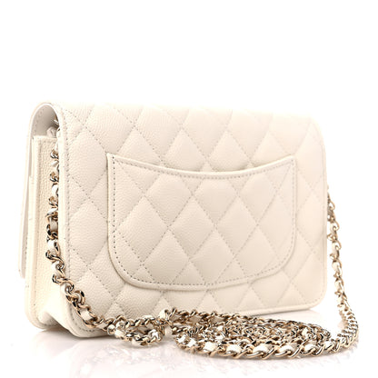 Chanel Caviar Quilted Bow Wallet On Chain WOC White 3 of 10