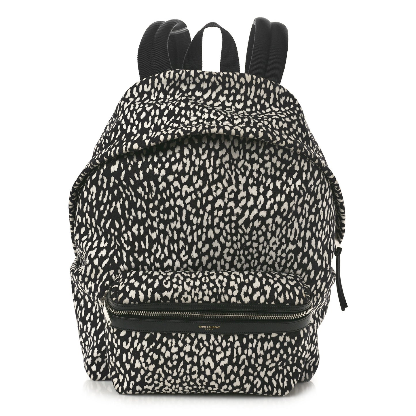 Canvas Leopard Print City Backpack Black White