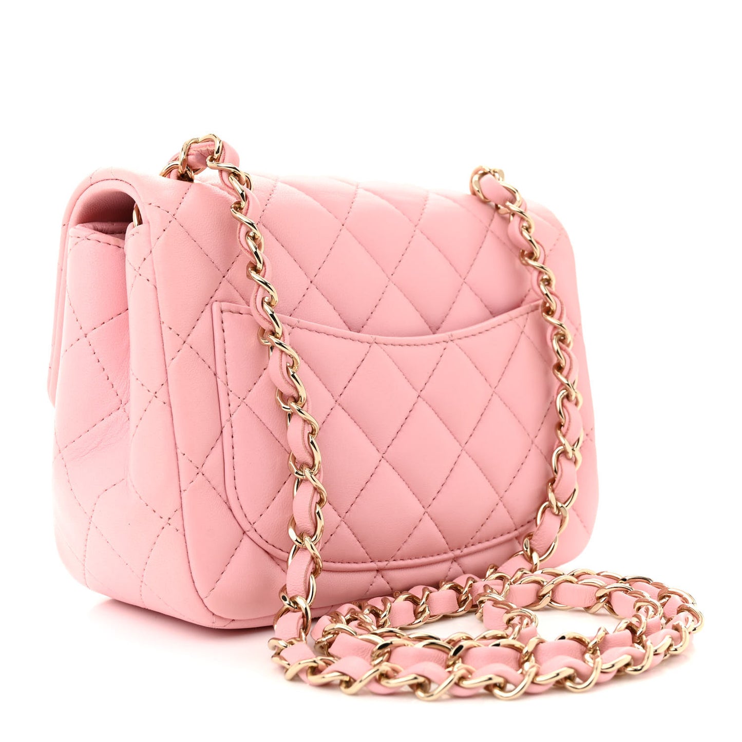 Lambskin Quilted Mini Square Flap Light Pink