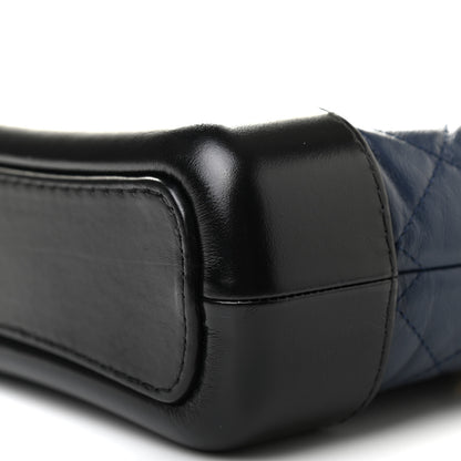 Chanel Aged Calfskin Quilted Small Gabrielle Hobo Navy Black 9 of 9