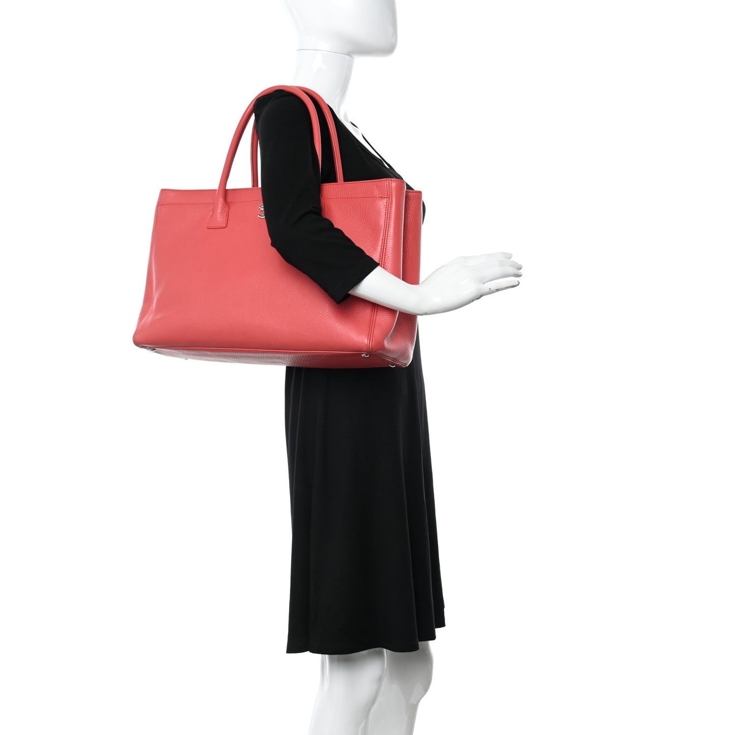 Calfskin Cerf Executive Shopper Tote Coral