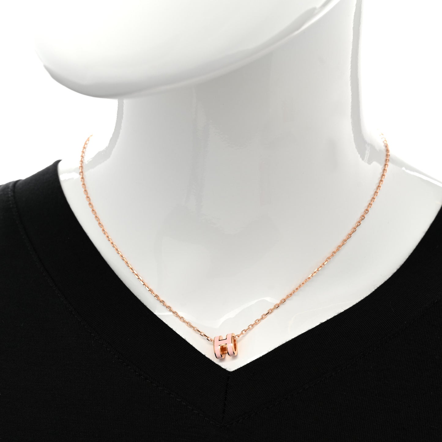 Lacquered Rose Gold Mini Pop H Pendant Necklace Rose Dragee