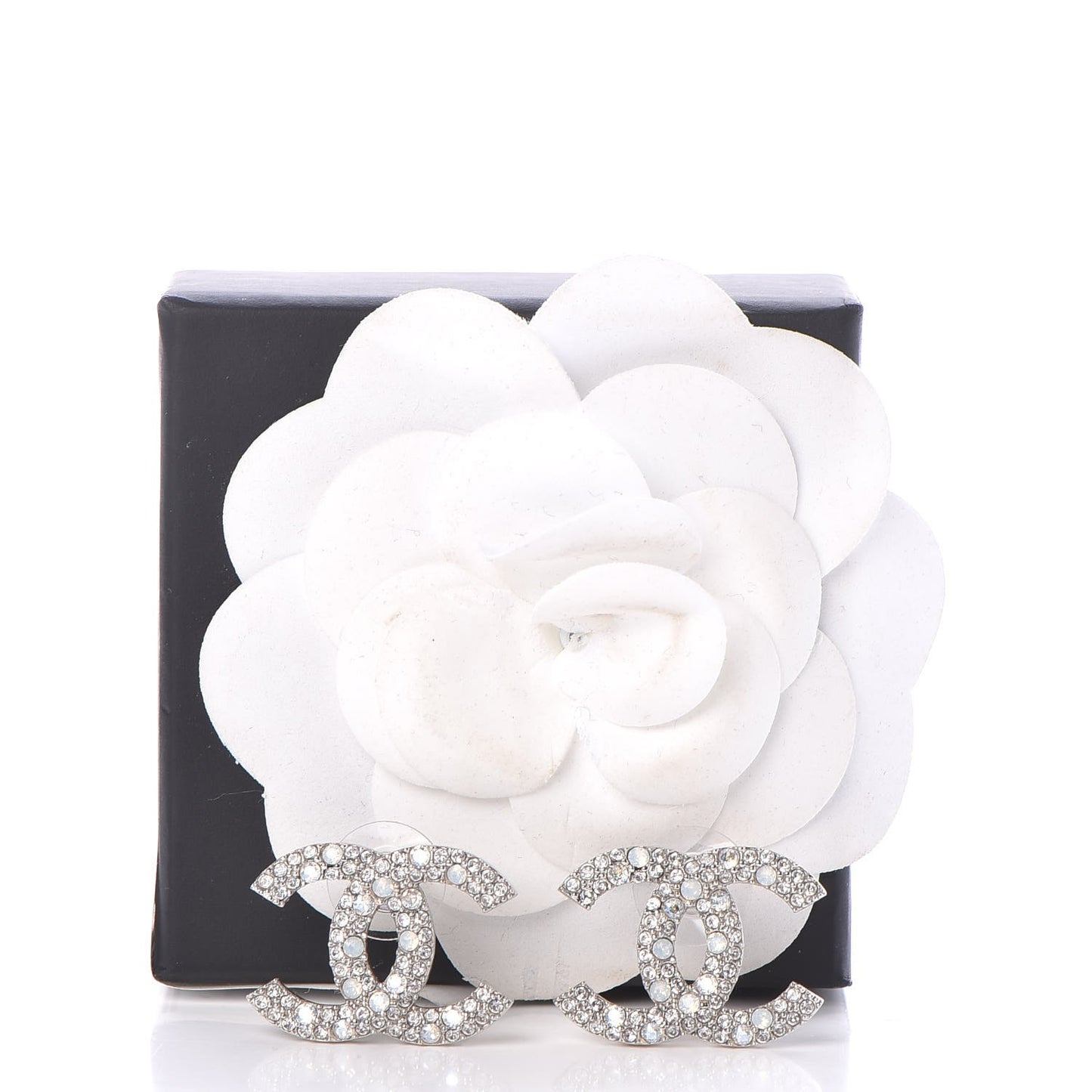 Crystal Large CC Earrings Silver