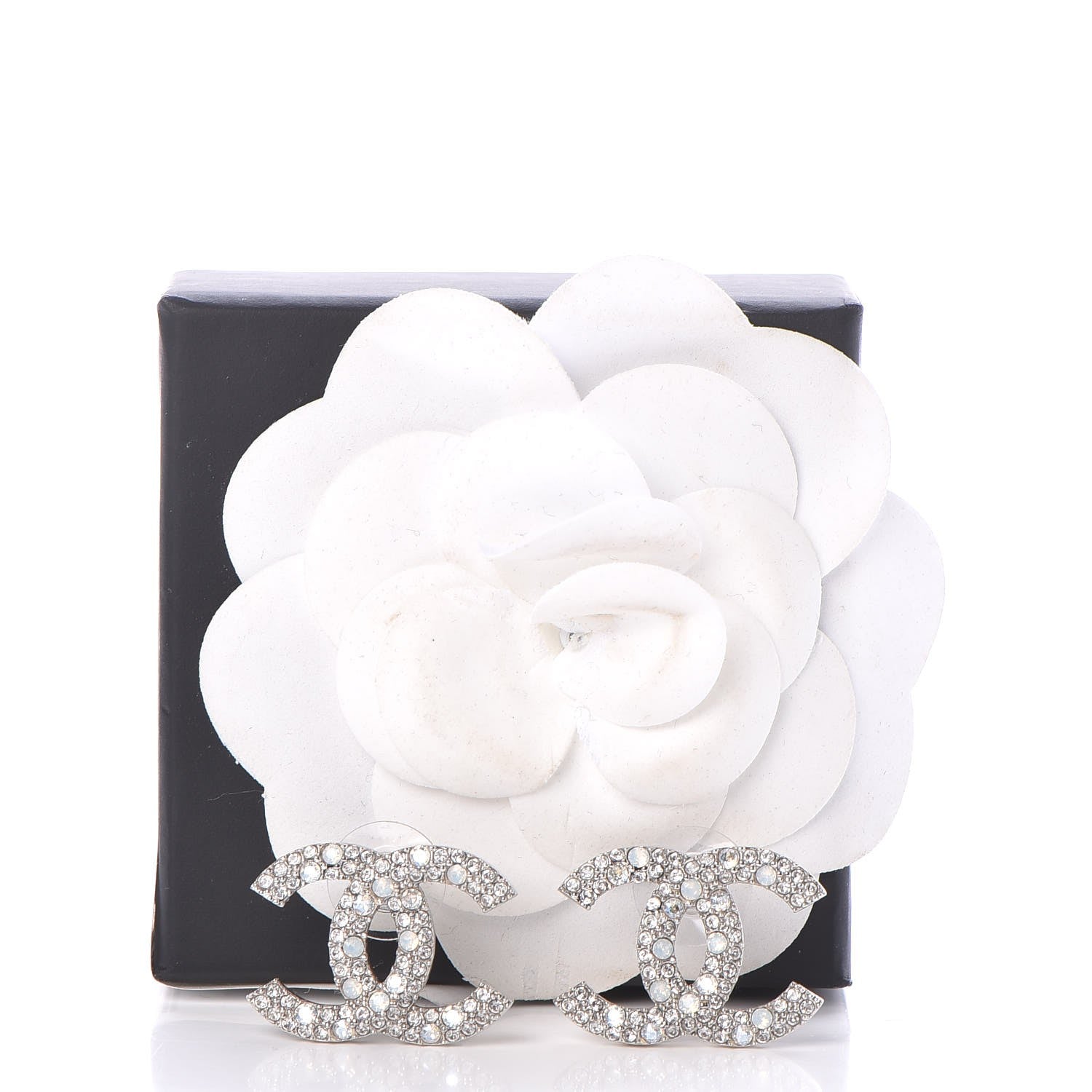 Chanel Crystal Large CC Earrings Silver 5 of 5