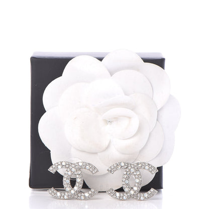 Chanel Crystal Large CC Earrings Silver 5 of 5