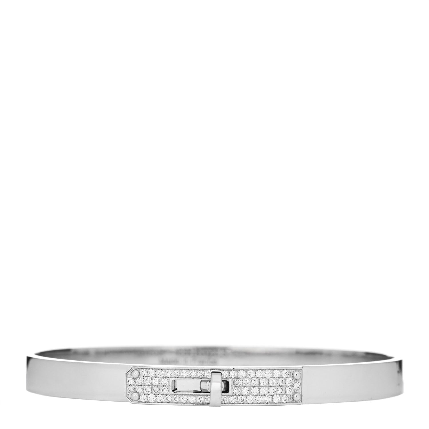 Hermes 18K White Gold Diamond PM Kelly Pave Bracelet SH 1 of 3