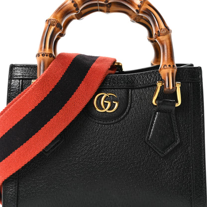 Gucci Textured Dollar Calfskin Web Mini Diana Tote Bag Black Dusty Grey 8 of 10
