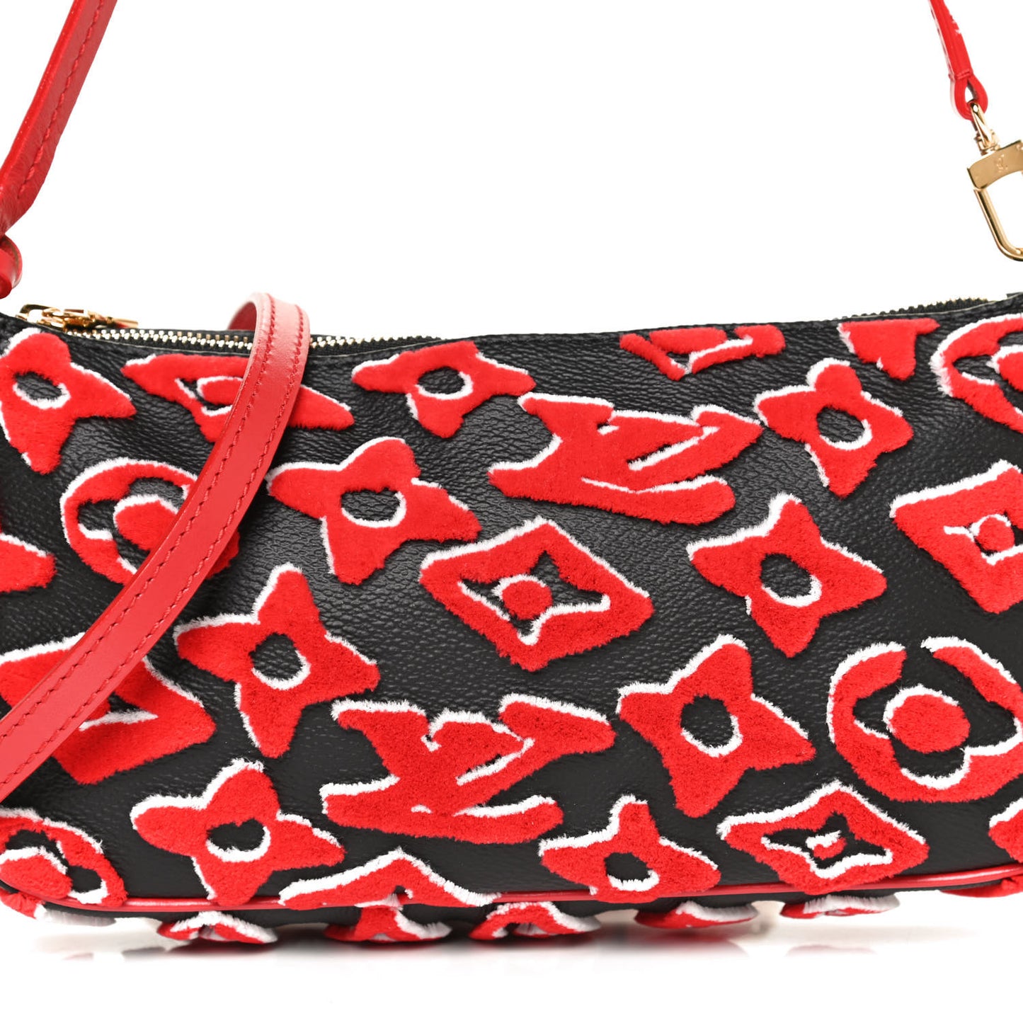 X UF Tufted Monogram Pochette Accessories Black Red
